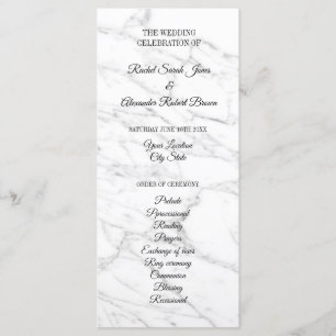Classy white marble stone wedding ceremony program