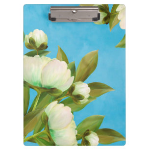 Classy White Peonies Floral Bouquet Clipboard