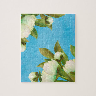Classy White Peonies Floral Bouquet Jigsaw Puzzle