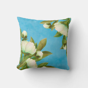 Classy White Peonies Floral Bouquet Throw Pillow