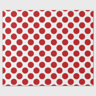 Classy White Polka Dot Pattern On Red Wrapping Paper
