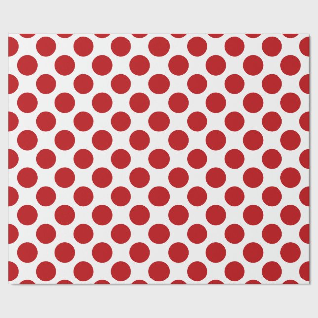 Classy White Polka Dot Pattern On Red Wrapping Paper (Seam)