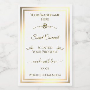 Classy White Product Label Gold Frame Vintage Rose