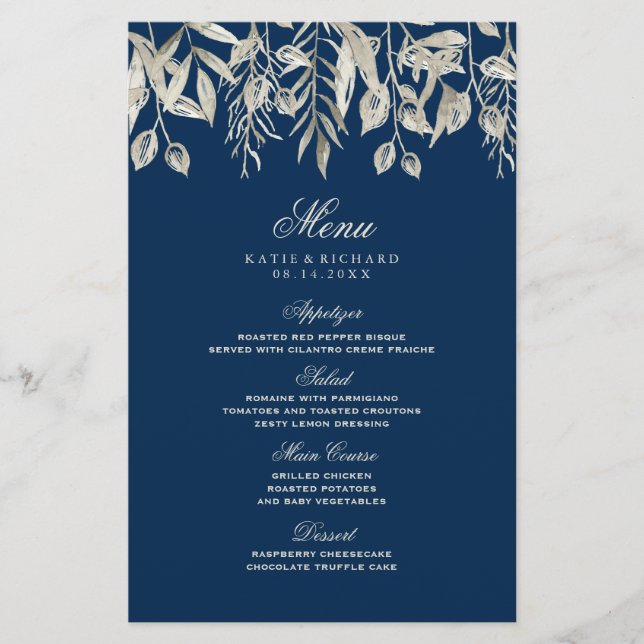 Classy Winter Wedding Wedding Menu (Front)