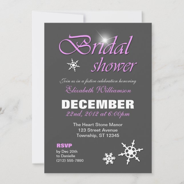 Classy Winter with Purple Bridal Shower Invitation (Front)