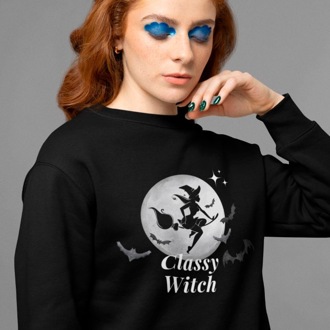 Classy Witch and Moon Halloween Sweatshirt (Creator Uploaded)