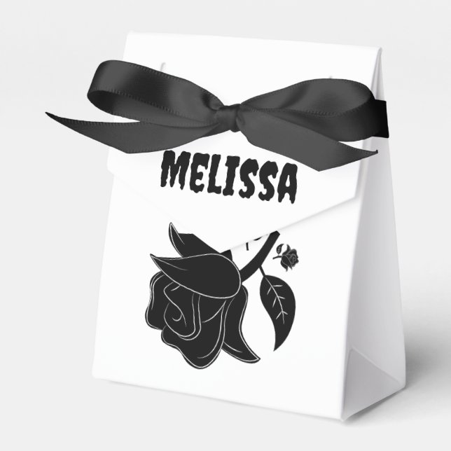 Classy Witch Rose & Black Cat Customizable Favor Box (Front Side)