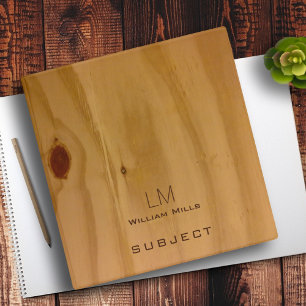 classy wood texture, rustic & personalized binder