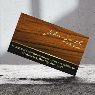 Classy Woodgrain Civil Engineer Business Card