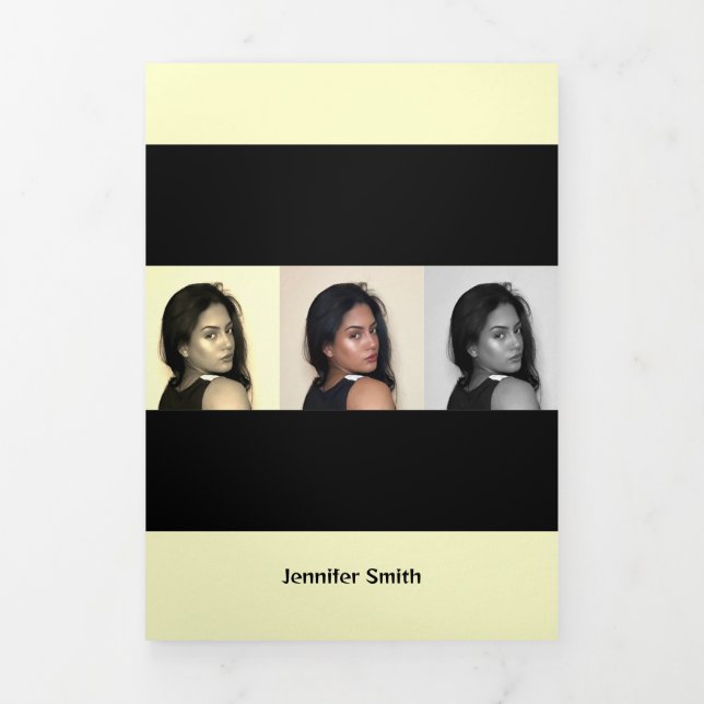 Classy Yellow Modern Artist Overview Tri-Fold Card (Cover)