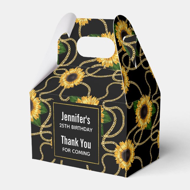 Classy Yellow Sunflowers Stylish Pattern Thank You Favor Box (Front Side)