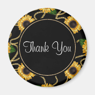 Classy Yellow Sunflowers Stylish Pattern Thank You Magnet