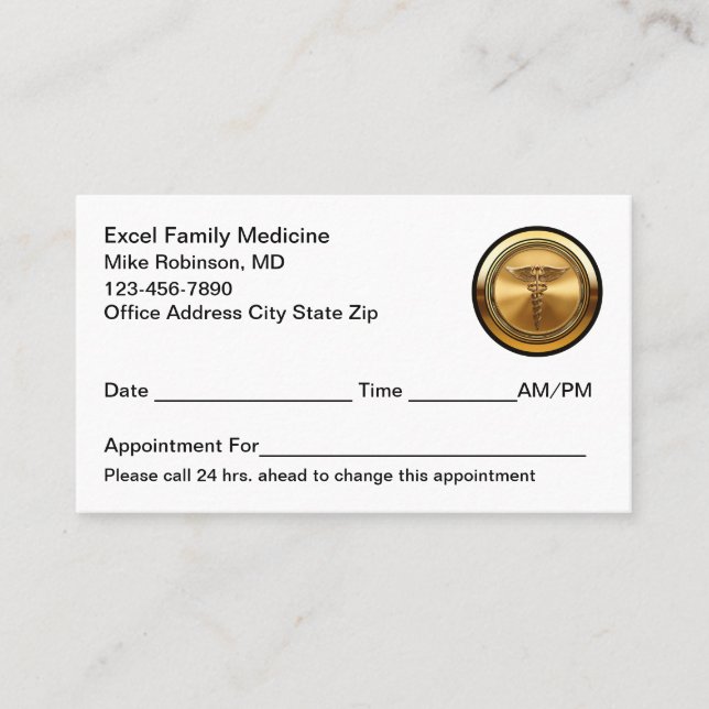 Classy Yet Simple Medical Appointment Cards (Front)