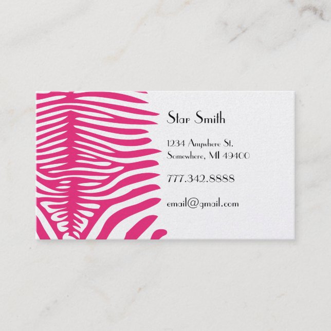 Classy Zebra Skin on Any Colour Card Fuchsia (Front)