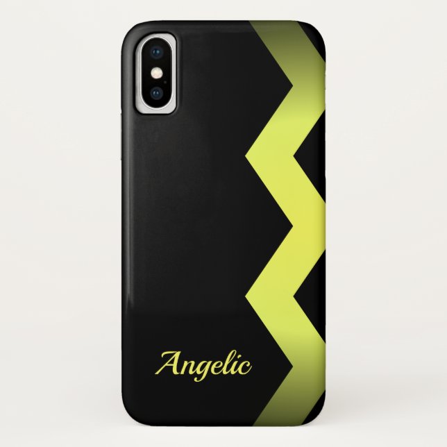 Classy Zig zag Yellow Personalized Case-Mate iPhone Case (Back)
