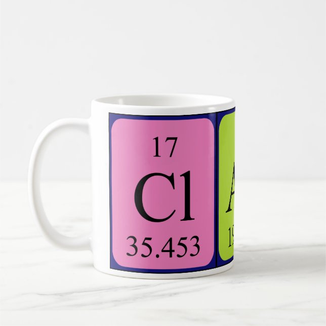 Claud periodic table name mug (Left)
