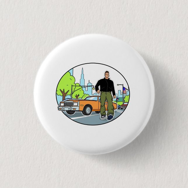 Claude - GTA 3 1 Inch Round Button (Front)