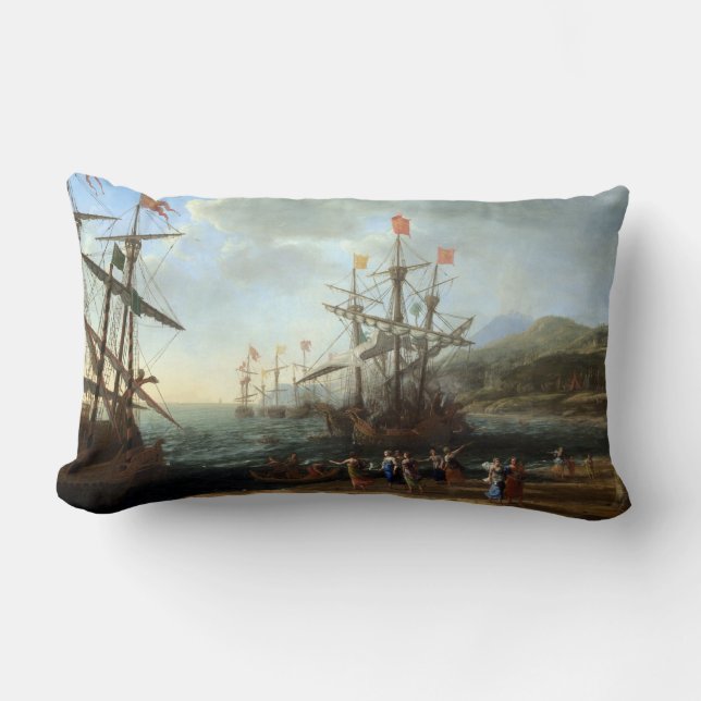 Claude Lorrain Trojan Women Setting Fire Fleet Lumbar Pillow (Front)