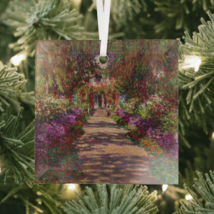 Claude Monet   A Pathway in Monet's Garden Glass Ornament