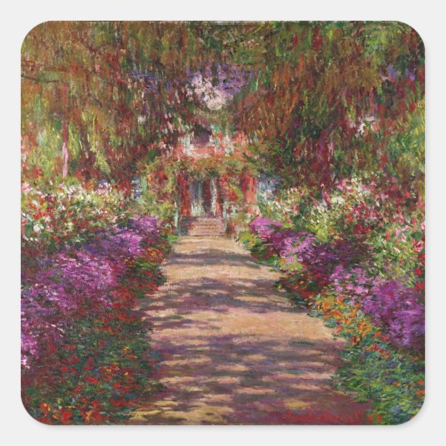Claude Monet | A Pathway in Monet's Garden Square Sticker (Front)