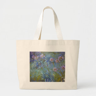 Claude Monet - Agapanthus Classic Flowers Painting Large Tote Bag