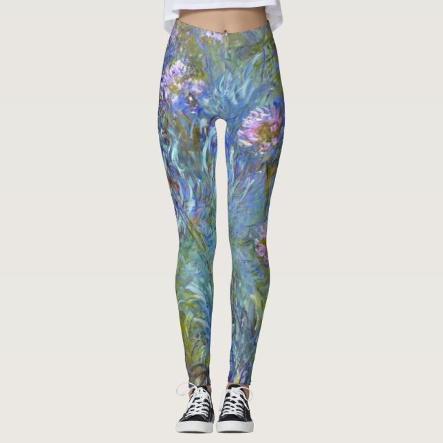 Claude Monet Agapanthus Fine Art Floral GalleryHD Leggings (Front)