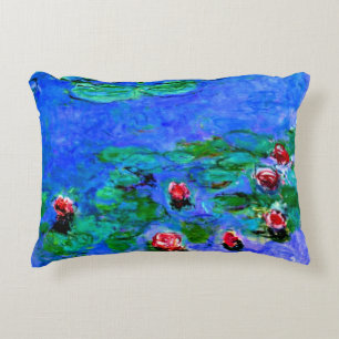 Claude Monet art: Water Lilies (red), Accent Pillow