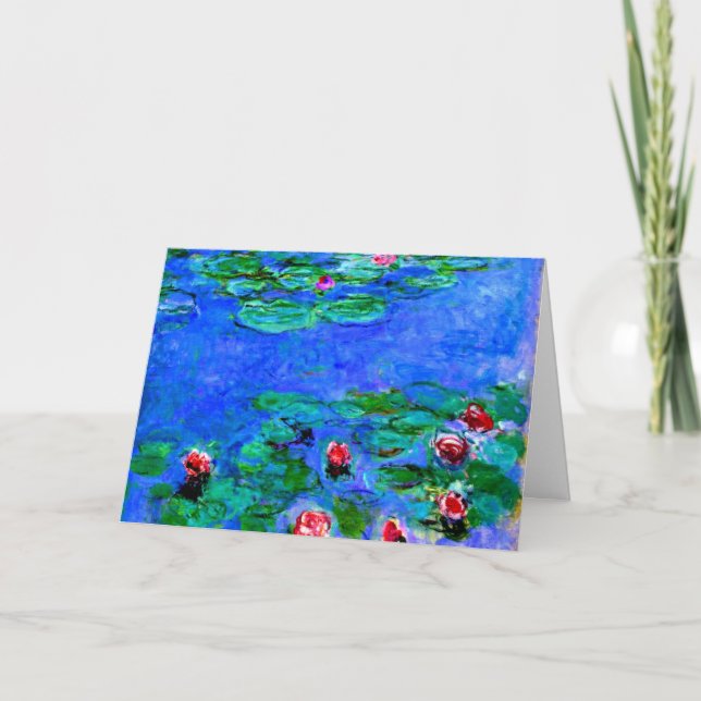 Claude Monet art: Water Lilies (red),  Card (Front)