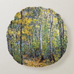 Claude Monet art: Wood Lane, painting by Monet Round Pillow