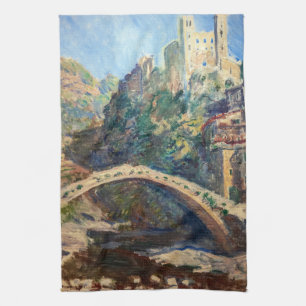 Claude Monet artwork - The Castle of Dolceacqua Kitchen Towel
