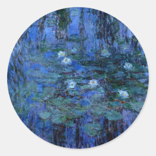 Claude Monet Blue Water Lilies Classic Round Sticker