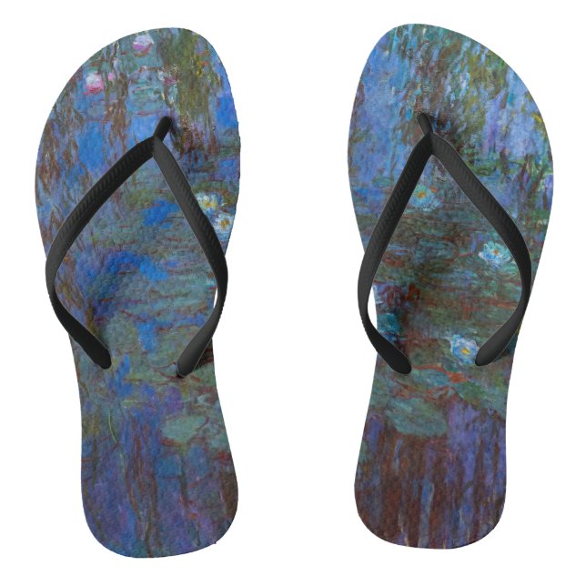 Claude Monet - Blue Water Lilies Flip Flops (Footbed)