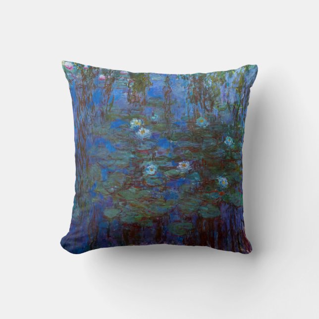 Claude Monet - Blue Water Lilies Throw Pillow (Front)