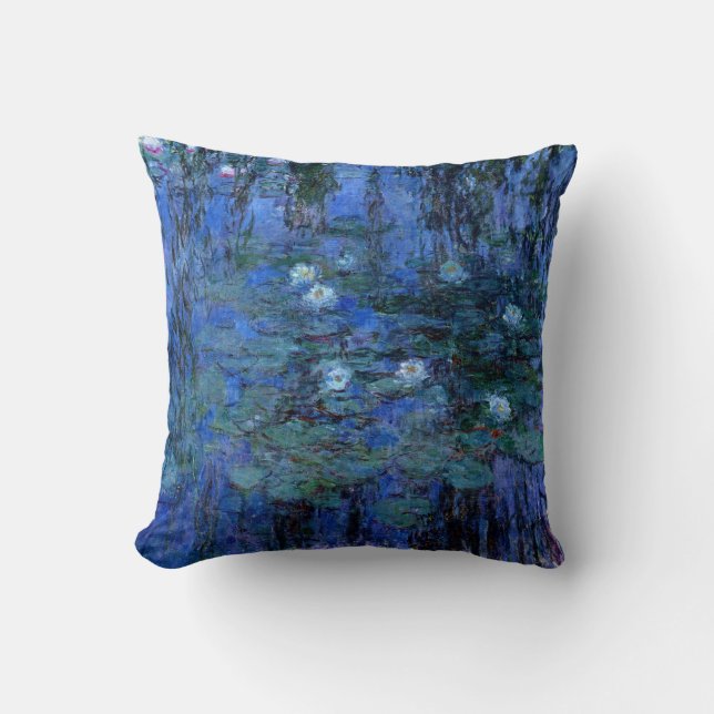 Claude Monet Blue Water Lilies Throw Pillow (Front)
