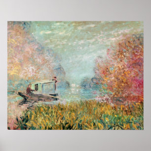 Claude Monet    Boat Studio on the Seine Poster