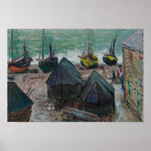 Claude Monet - Boats on the Beach at Etretat Poster