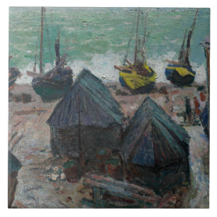 Claude Monet - Boats on the Beach at Etretat Tile