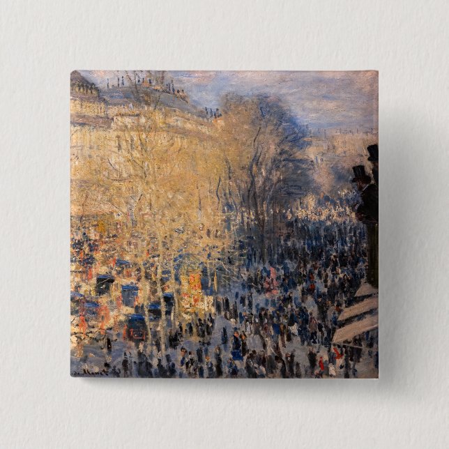Claude Monet - Boulevard des Capucines in Paris 2 Inch Square Button (Front)