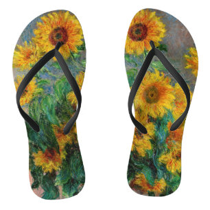 Claude Monet - Bouquet of Sunflowers Flip Flops
