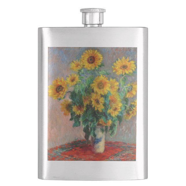 Claude Monet - Bouquet of Sunflowers Hip Flask (Front)