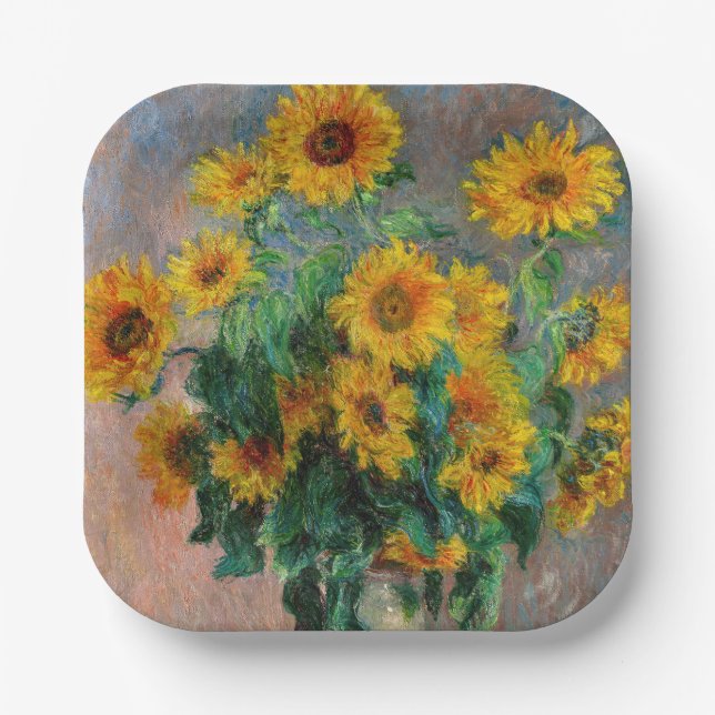 Claude Monet - Bouquet of Sunflowers Paper Plate (Front)