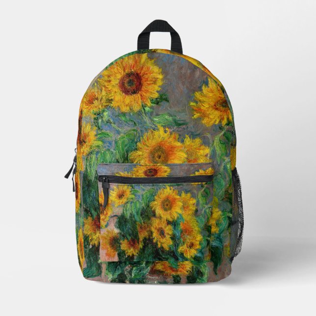 Claude Monet - Bouquet of Sunflowers Printed Backpack (Front)