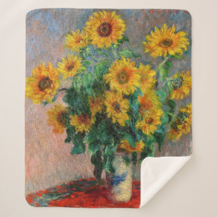 Claude Monet - Bouquet of Sunflowers Sherpa Blanket
