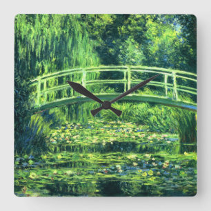 Claude Monet: Bridge Over a Pond of Water Lilies Square Wall Clock
