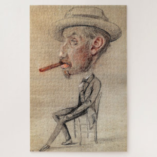 Claude Monet Caricature – Man with a Big Cigar Jigsaw Puzzle