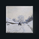 Claude Monet - Cart on the Snowy Road at Honfleur 2 Inch Square Button<br><div class="desc">A Cart on the Snowy Road at Honfleur / La Charrette,  route sous la neige a Honfleur - Claude Monet,  Oil on Canvas,  1867</div>