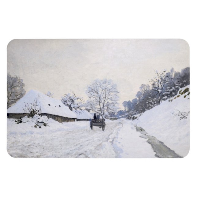 Claude Monet - Cart on the Snowy Road at Honfleur Magnet (Horizontal)