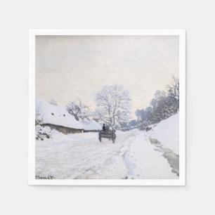 Claude Monet - Cart on the Snowy Road at Honfleur Napkin