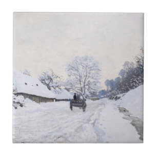 Claude Monet - Cart on the Snowy Road at Honfleur Tile