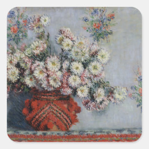 Claude Monet Chrysanthemums, 1878 Square Sticker